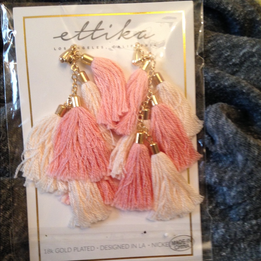 Pink Ettika Tassel earrings
